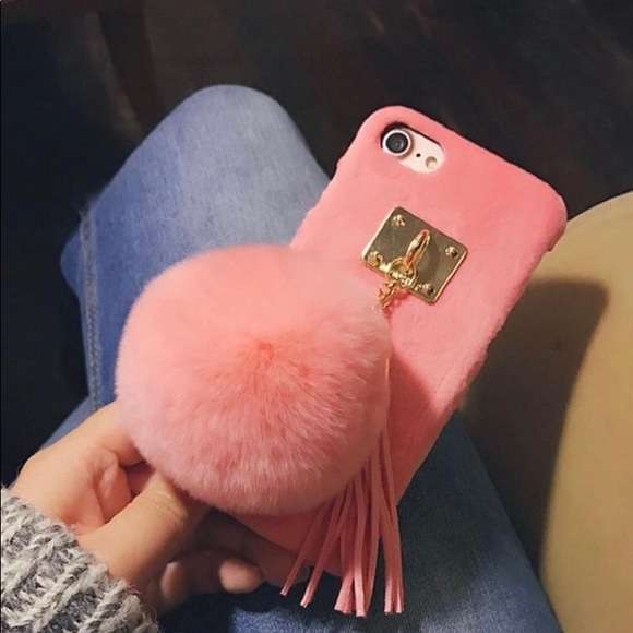 Soft Wram Rabbit Fur Ball Tassel Iphone Case - Picture 1 of 3